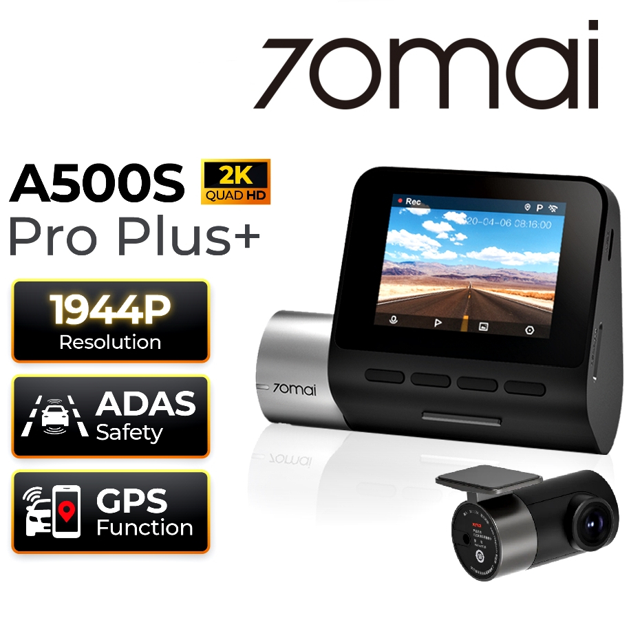 70mai Pro Plus Dash Cam A500s 1944P + กล้องหลัง RC06 Built-In GPS 2.7K Full HD WDR ประกัน 1 ปี