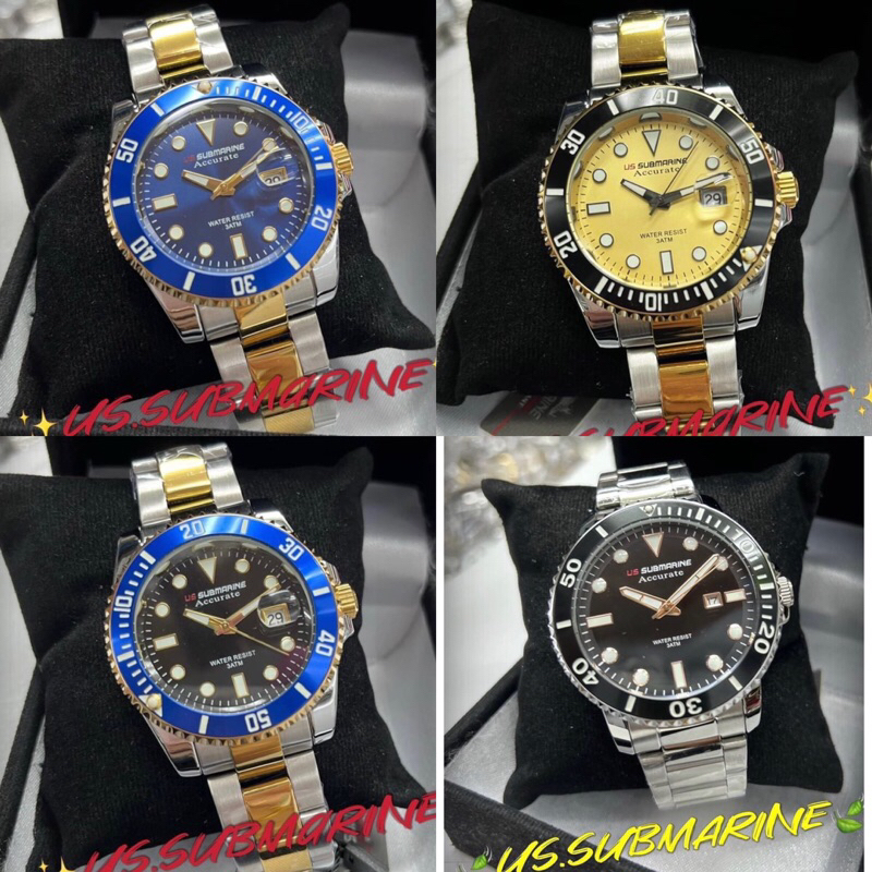 💧💦US Submarine นาฬิกาแท้กันน้ำ 30M. งานสแตนเลสสตีล กันน้ำ30M.