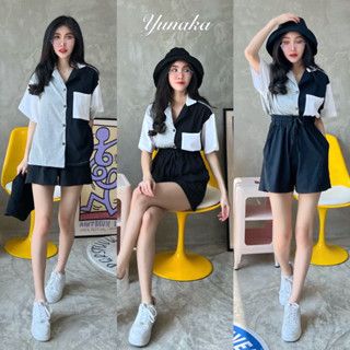 🧸เซต 3 ชิ้น เสื้อแขนสั้นกระดุมหน้า คอปกกระดุมหน้าแกะได้นะจ้า มาพร้อมกางเกงขาสั้นเอวยางยืดสม้อคและมีกระเป๋าล้วงข้าง