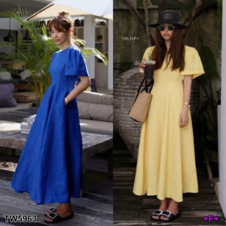 CS5963 เแม็กซี่เดรสผูกโบว์หลัง back bow maxi dress