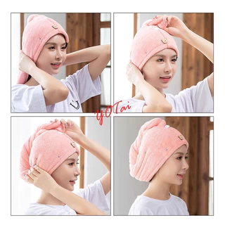 YOTAI ผ้าคลุมผมแห้งไว ผ้าเช็ดผมนาโน หมวกคลุมผมแห้งเร็ว มีให้เลือก5 สี สัมผัสนุ่มละมุ่น ซักทำความสะอาดง่าย