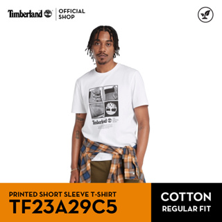 Timberland Mens White Printed Short Sleeve T-Shirt เสื้อยืด (TF23A29C5)