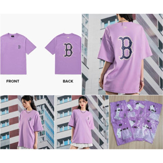 พร้อมส่ง MLB Classic Monogram Back Logo T-Shirt เสื้อยืดสีม่วง logo B Boston 💜💜