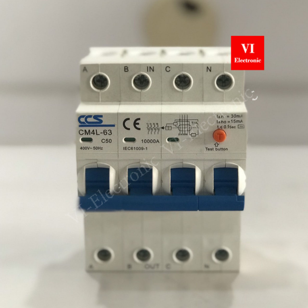 เบรคเกอร์ 4P RCBO 3เฟส 4สาย 50A 3P+N ระบบไฟ 3เฟส4สาย