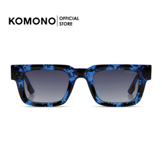 KOMONO Victor Midnight Tortoise แว่นกันแดดทรงสี่เหลี่ยมผืนผ้า สีฟ้าลาย