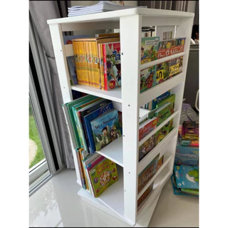 ส่งฟรี !!! ชั้นวางหนังสือหมุนได้ 360 องศา ไม้ยางพารา ส่งแบบประกอบสำเร็จ