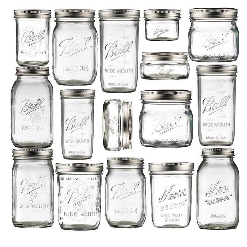 🔥พร้อมส่ง🔥โหลแก้วmason jar Ball Mason American Mason Jar แก้ว Jar ปิดผนึกโปร่งใส Scale Jar Overnight Oatmeal Cup Milksha