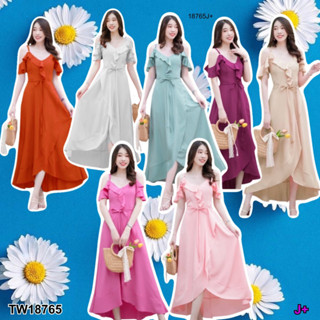 👗Pfashion [ส่งไวมาก🚛] P18765 แม็กซีเดรสสายเดี่ยวเว้าไห่ลแต่งระบายชาย ..