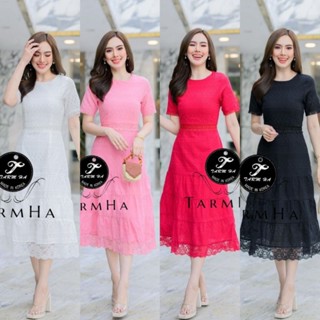 เดรสเพื่อนเจ้าสาว4สี!!! S-6XL Dress เดรสดำ,เดรสสีขาวผ้าฉลุลายชายลูกไม้ งานป้าย Tarm Ha