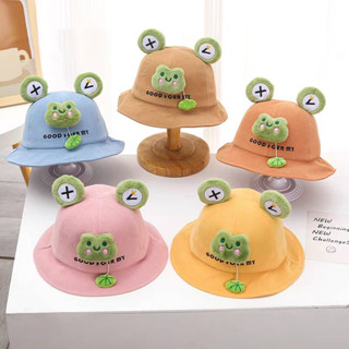 [พร้อมส่ง] หมวกเด็ก 5เดือน-3ปี รอบหัว:48-50 cm. หมวกบักเก็ต (Bucket) ติดตุ๊กตากบ 🐸