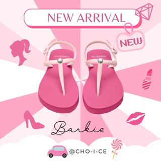 Barbie💗🎀 รองเท้าแตะรัดส้น CHO-I-CE ชมพูรัดส้นชมพูอ่อน ประดับมุกกลม