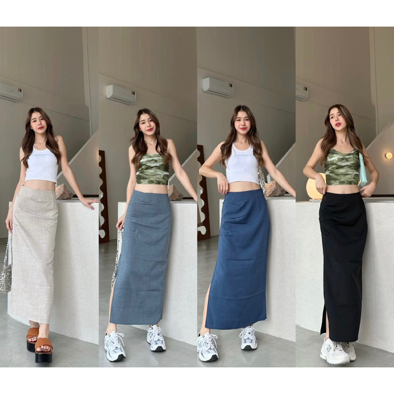 กระโปรงยาวสไตล์ y2k (ผ้าสโนว์) “ย่นข้าง” แอบเซ็กซี่นิดๆ 🦋