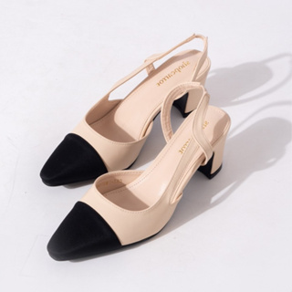 Code : GESD7J  ลดทันที 65.- เมื่อซื้อครบ 500.- รองเท้าแฟชั่น TWO TONE HEEL รองเท้าส้นสูงผู้หญิง