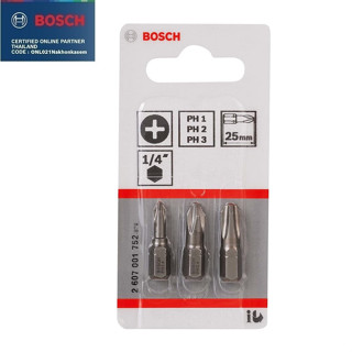 BOSCH ดอกไขควง25มม. PH1 / PH2 / PH3 / 2607001752 BOSCH ของแท้100%