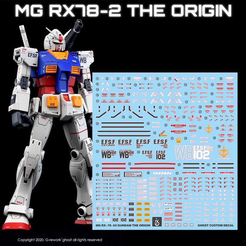 DECAL ดีคอลน้ำ GHOST MG 1/100 Gundam RX78-2 THE ORIGIN GTO
