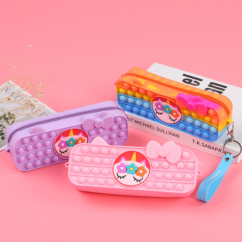 ( สินค้าพร้อมส่ง )กล่องดินสอ Pop It 2 In 1 กล่องเครื่องเขียน Pop It มีซิป ซิลิโคน กล่องดินสอ เครื่องเขียน