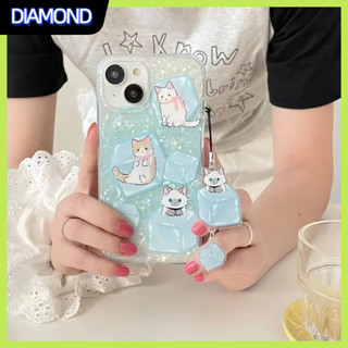 💲คูปองเคลม💲เคสไอโ case for iphone 11 12 ลูกแมวแช่แข็งพร้อมจี้ เคส 14 13 12 11 pro max ซิลิโคนเหลว ป้องกันการตก ทนทาน