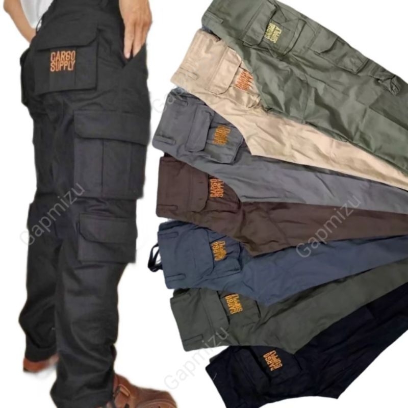 🔥ส่งใน 1-3 วัน🔥คาร์โก้แปดกระเป๋า เอว 30-42" ครบไซต์ ปักโลโก้หลังกระเป๋า มีหูเข็มขัด #6