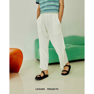 (LEISURE PROJECTS)  RELAX SOFT CABLE KNITTING PATTERN ELASTICATED WAIST PANTS กางเกงขายาวเอวยางยืด