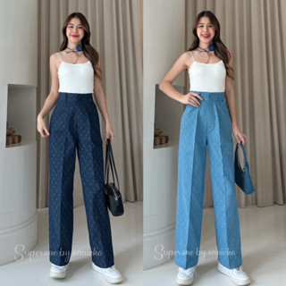 💠 𝗡𝗲𝘄 𝗖𝗼𝗹𝗹𝗲𝗰𝘁𝗶𝗼𝗻 𝑱𝒆𝒂𝒏𝒔 💠กางเกงเอวสูงผ้ายีนส์ ลาย diamond (S-XXXL)