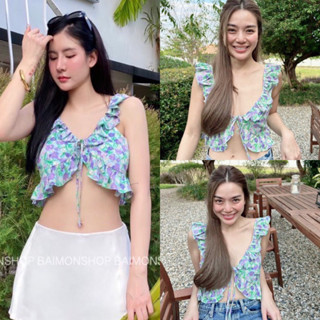 🔥aimorn_shop🔥เสื้อครอปแบบเลดี้ปราง🧡🧡🧡🧡ใจบางมากแม่ ผูกหน้าเล่นระบาย อวดหุ่นขั้นสุดด