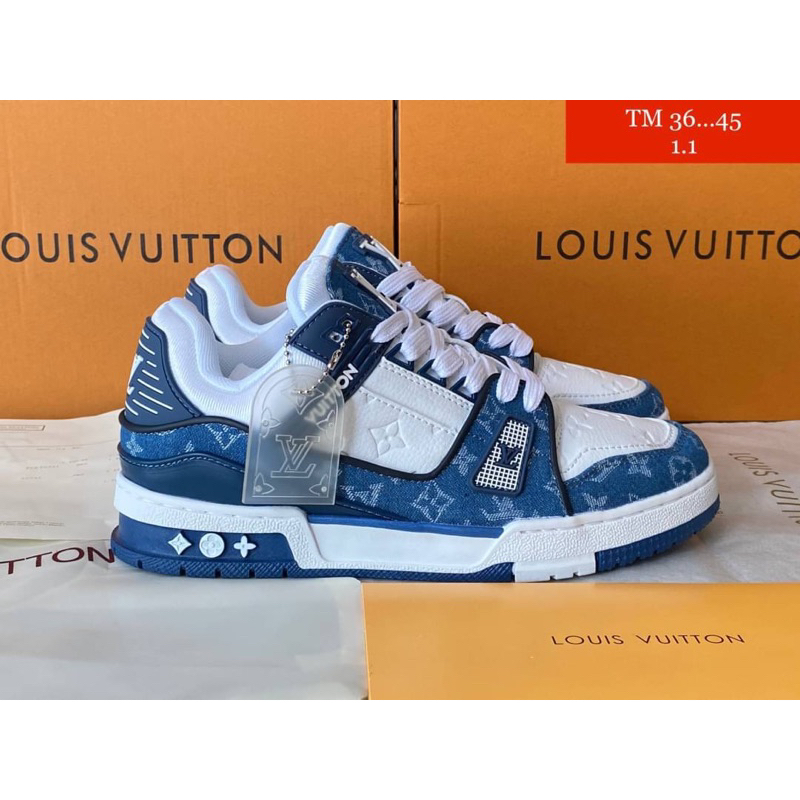 รองเท้าผ้าใบ Louis VuitoN Trainer Low’ Monogram Denim งาน Hiend พร้อมอุปกรณ์ #1