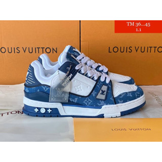 🌈รองเท้าผ้าใบ Louis VuitoN Trainer Low’ Monogram Denim งาน Hiend พร้อมอุปกรณ์ #1