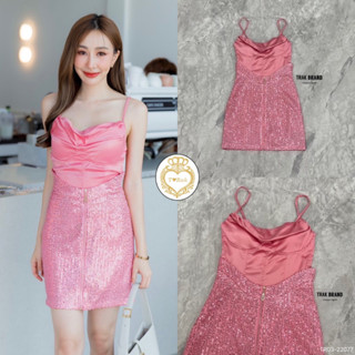 ราคาถูกที่สุด!! T ❤️ RAK TR03-22077 เดรสสั้นสายเดี่ยวแต่งกริตเตอร์ชมพูวิ้งๆ