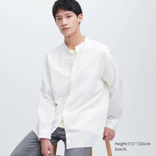 เสื้อเชิ้ตคอจีนเเขนยาว UNIQLO LONG SLEEVE STAND COLLAR SHIRT เเท้