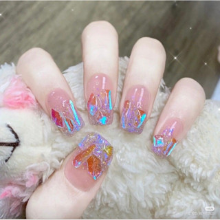 เล็บปลอมสีเจล งานสีเจลแท้100%Handmade เก็บขอบเพชรให้เรียบร้อยไม่ต้องกลัวเกี่ยวผม