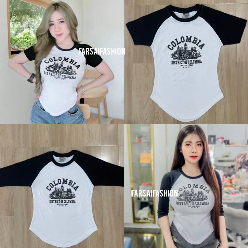 Colombiaเสื้อยืดสีขาว แขนสั้น / เสื้อยืดแขนสามส่วน งานใหม่สกรีนลาย