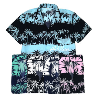 NEW 🌴เสื้อเชิ้ตฮาวาย ลายต้นมะพร้าว 5สี 4ไซส์ M-XXL ผ้านิ่มเบา ใส่สบาย hw502