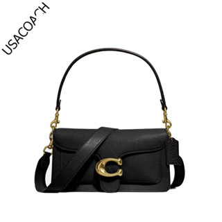 Tabby 26 Solid Simple Gold Buckle Polished Pebble Leather กระเป๋าสะพายไหล่ Medium Womens Black