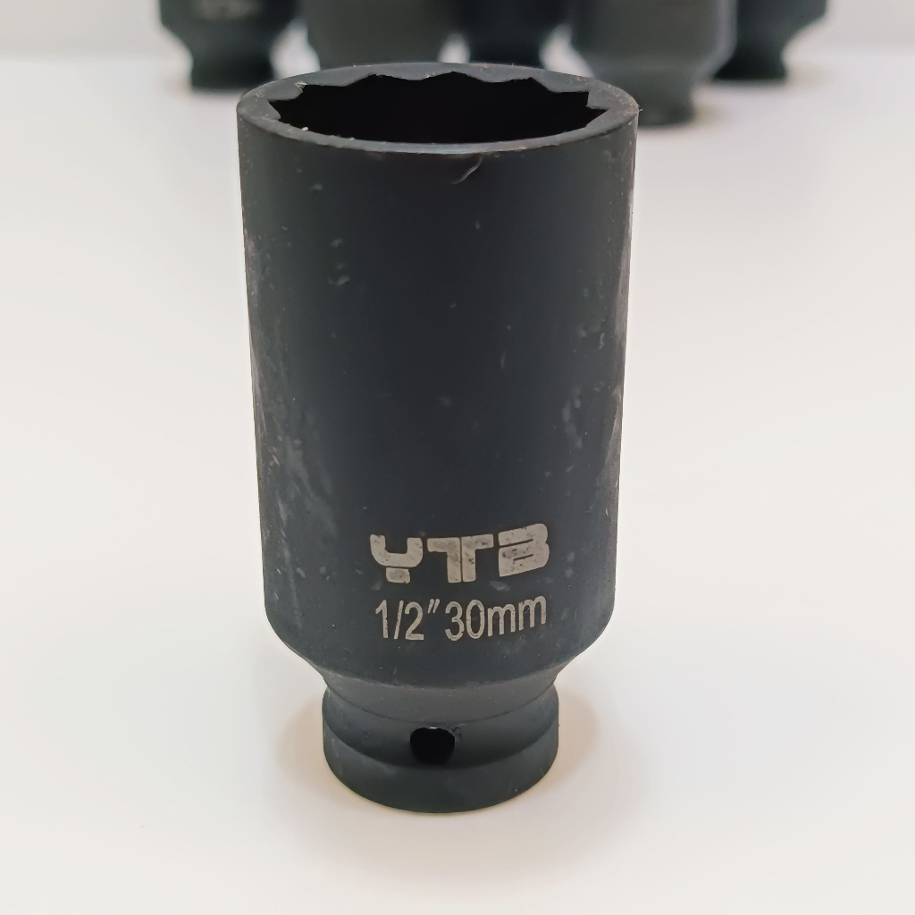 YTB ลูกบล็อกยาว บล็อกลม 1/2"(4หุน) 12 เหลี่ยม เบอร์ 30 มม. บล็อกแบต บล็อกไฟฟ้า (IMPACT SOCKET)