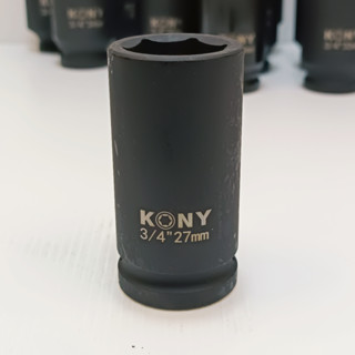 KONY ลูกบล็อกยาว บล็อกลม  3/4 "(6หุน)  6 เหลี่ยม  เบอร์  27  มม.  สำหรับ บล็อกลม บล็อกแบต บล็อกไฟฟ้า (IMPACT SOCKET)