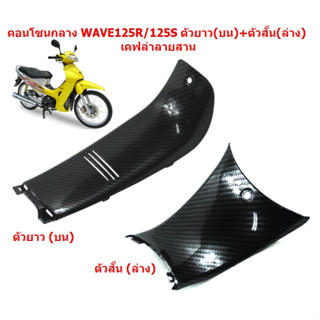 คอนโซลกลาง WAVE125R/WAVE125S ตัวยาว+ตัวสั้น เคฟล่าลายสาน คอนโซลกลางตัวบนWAVE125R คอนโซลกลางตัวล่างWAVE125R