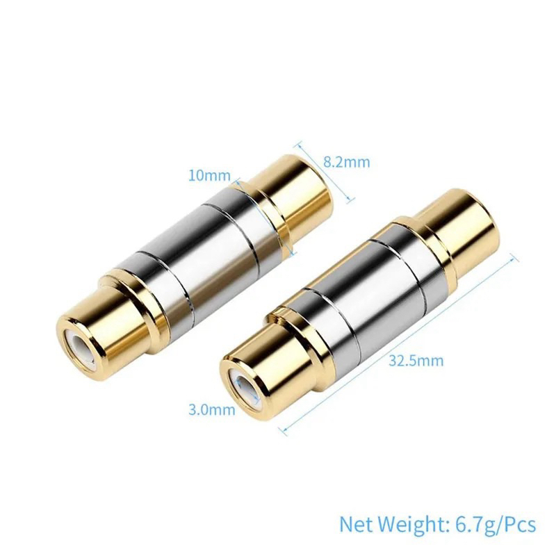 2Pcs ทองแดงชุบทอง RCA ตรงหัวปลั๊ก RCA Lotus ตรงหัววิดีโอเสียง RCA หญิงหญิง