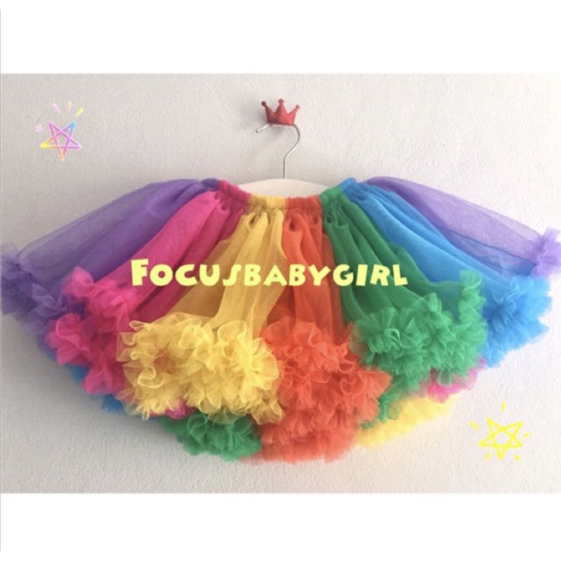 พร้อมส่ง กระโปรงtutu กระโปรงฟูๆสีรุ้งเข้ม