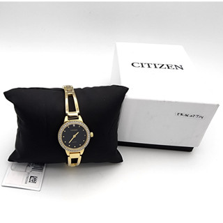 นาฬิกา CITIZEN WOMENS EZ7012-85E QUARTZ BLACK GOLD TONE STAINLESS STEEL WATCH 24 MM พร้อมกล่อง (ใหม่มีตำหนิ)