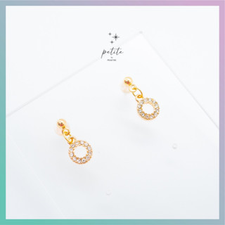 [petite by PRAKYRE] Sphere Diamond Earring - ต่างหูห้อยรูปวงกลมแบบมินิมอลตกแต่งด้วยเพชรรอบ ใส่ได้ตลอด เรียบหรู ดูแพง