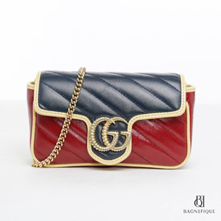 GUCCI MARMONT SUPER MINI RED BLUE YELLOW CALF GHW