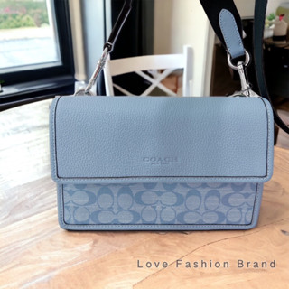 👑ผ่อน0%~แท้100%👑 CH828 สะพายชาย TURNER FLAP CROSSBODY IN SIGNATURE Light Blue