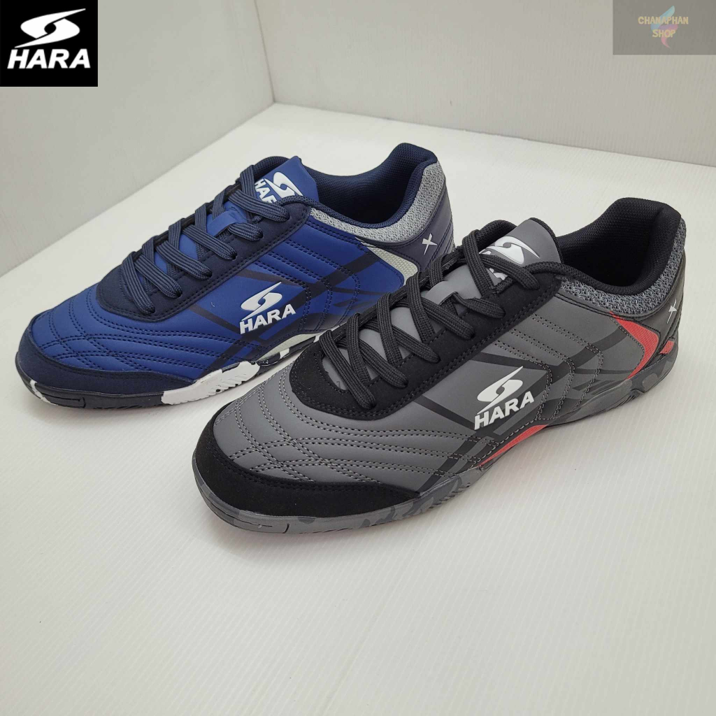 HARA Sports รองเท้าฟุตซอล รุ่น Futsal-X รองเท้าฟุตซอล สีดำเทา/สีน้ำเงิน รุ่น FS28 SIZE 39-45