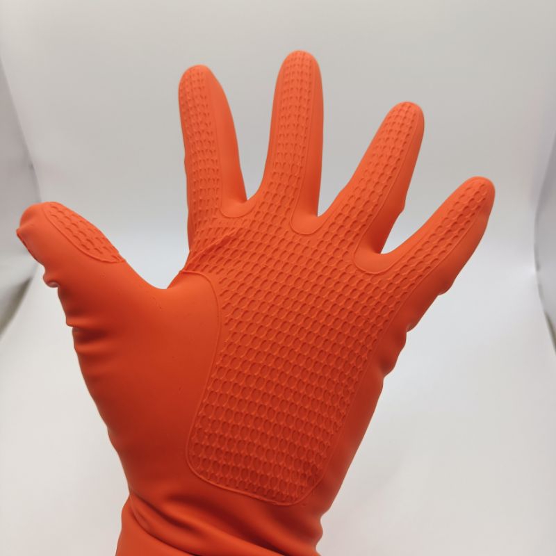ถุงมือยางสีส้ม(swan) ไซส์8.5 ถุงมือล้างจาน ถุงมือล้างห้องน้ำ ถุงมือทำความสะอาด ถุงมือทำสวน เหนี่ยวคุณภาพดีไม่ขาดง่าย - รูปที่ 3