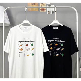 เสื้อยืด Oversize แบรนด์ Anywear ®️ ลาย Organic Fresh Farm🍅🥬🥦🌽