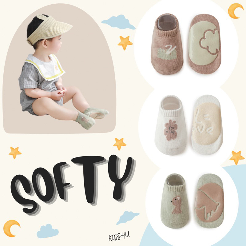 !!ส่งในไทย เปลี่ยนไซส์ฟรี !! S15 ถุงเท้าเด็กกันลื่นรุ่น Softy Baby