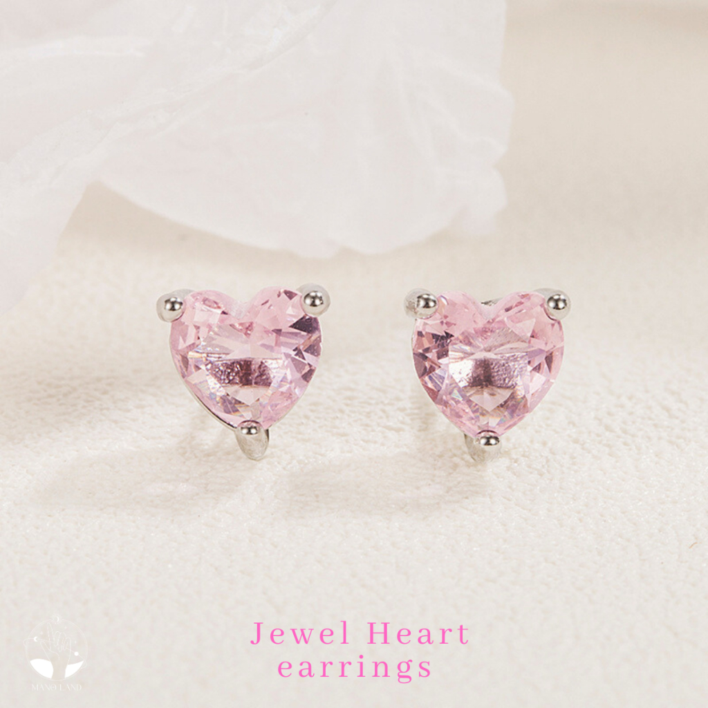 MNL💗Jewel Heart ต่างหูหัวใจมุ้งมิ้ง น่ารักหวาน แบบแป้น เครื่องประดับแฟชั่น ผู้หญิง เงินแท้925 คริสตัล มินิมอล เกาหลี - รูปที่ 2