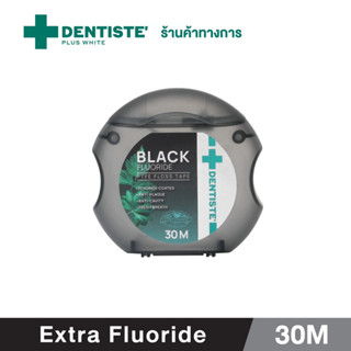 Dentiste Dental Black PTFE Floss Tape with Fuloride 30m ไหมขัดฟันเคลือบฟลูออไรด์ ขจัดคราบพลัค ป้องกันฟันผุ นุ่มพิเศษ ทำความสะอาดลึกถึงซอกเหงือกและฟัน กลิ่นเปปเปอร์มิ้นท์ ลมหายใจสดชื่น