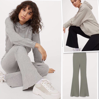 H&amp;M  Flared leggings⁣ กางเกงขายาว กางเกงเลคกิ้ง เอวสูง เนื้อผ้าร่องยืด ⁣ สีพื้น