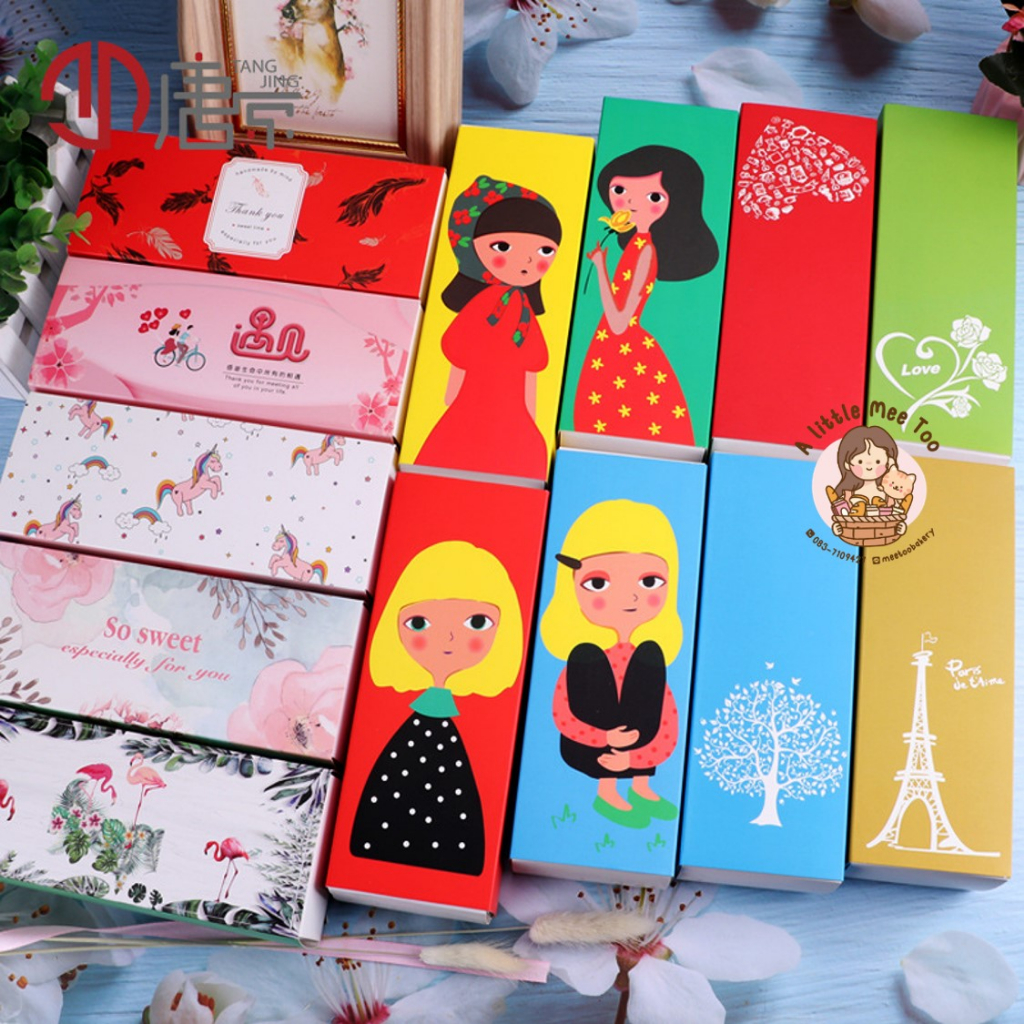 กล่องขนม กล่องลิ้นชัก ใส่คุกกี้ มาการอง ลายเด็กผู้หญิง ลายหัวใจ วาเลนไทน์ แพคละ 10ใบ